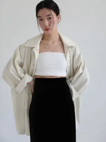 aere 빈티지 새틴 코트 36 화이트