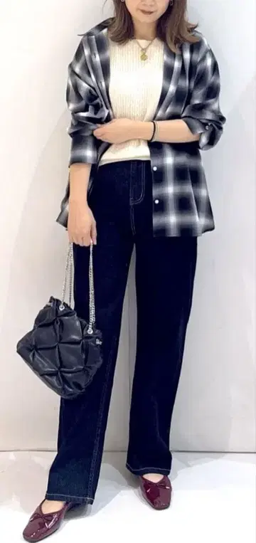 옴브레 체크 셔츠 오파크 클립