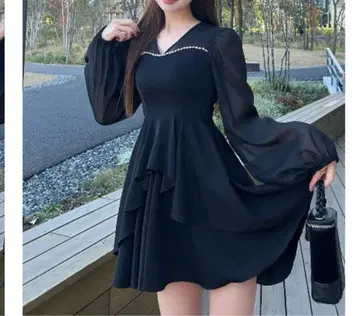 시어 도킹 프릴 미니 원피스