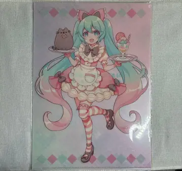 하츠네 미쿠 Pusheen 콜라보 클리어 파일 2장 세트