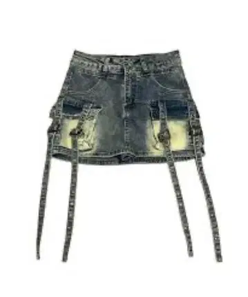 [ XU ] 카고 데님 스커트 스트랩 데님 스커트 Y2K