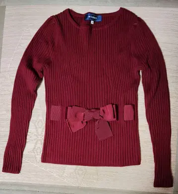 M'S GRACY 와인 레드 리브 니트 M