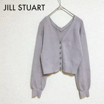 질 스튜어트 리브 니트 V넥 가디건 크롭 기장