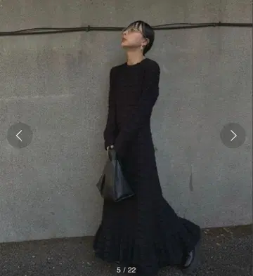 블랙 니트 맥시 드레스