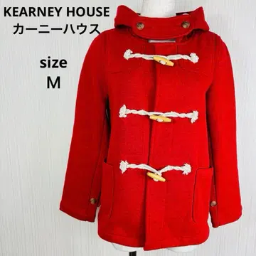 카니 하우스 레드 더플 코트 울 혼방 후드 부착 사이즈 M
