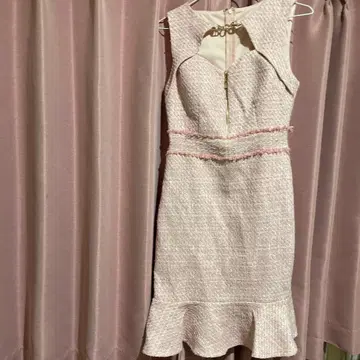 핑크 트위드 드레스 M