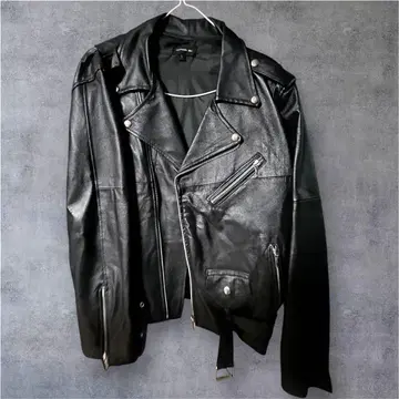 블랙 가죽 라이더 자켓