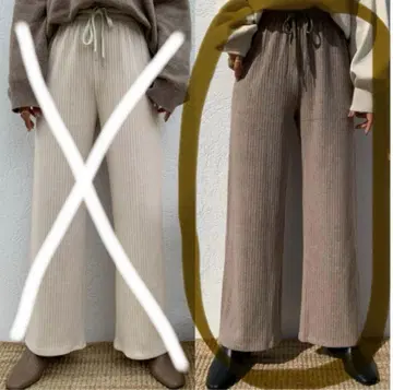 BLATE 미라인 기모 릴랙스 리브 와이드 팬츠 믹스 모카