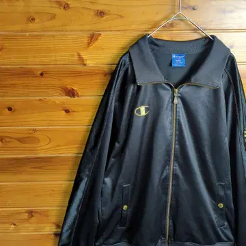 Champion 챔피온 트랙 자켓 저지 블랙 금 자수 XL