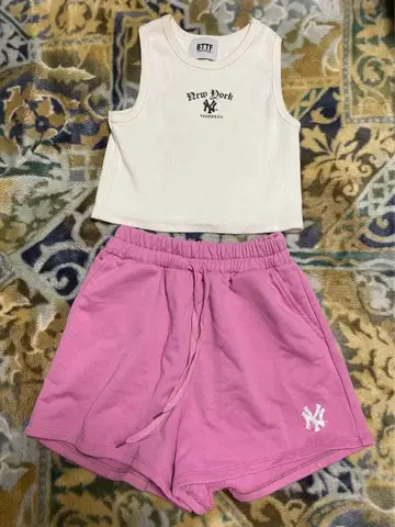 BTTF 셋업 핑크 팬츠 화이트 T셔츠