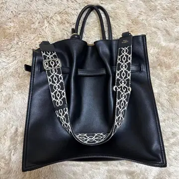 LOWELLThings 개더 오픈 토트 BAG 테이프 숄더 블랙