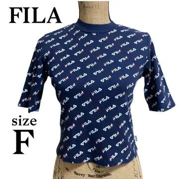 P2464 휠라 [ F ] T셔츠 풀오버 올 패턴 로고 헤더 콜라보