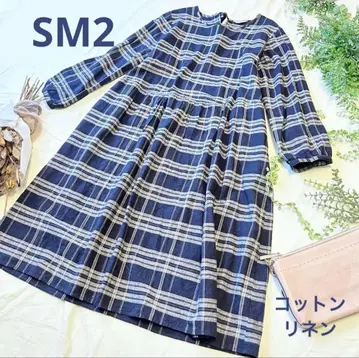 사만사 모스모스 SM2 체크 원피스 코튼 린넨