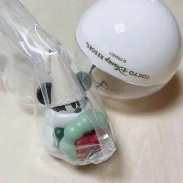 디즈니 2024 크리스마스 릴린린 캡슐 토이 화이트 모자 그린 의류