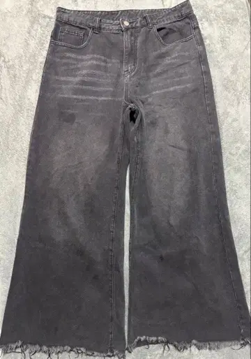 블랙 플레어 데님 프린지 밑단