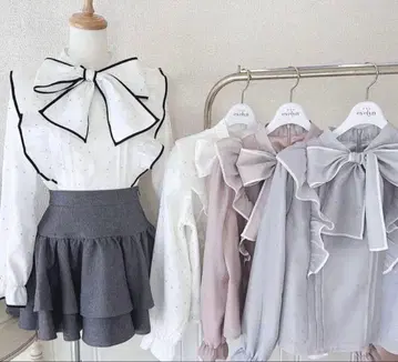 evelyn 라메 리본 시어 블라우스 ( 실물 사진 있음 )