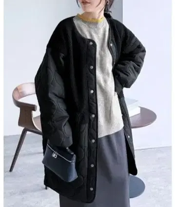 reca 노카라 보아 x 호리병 퀼트 코트 블랙 L