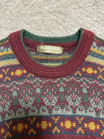 구제 의류 FLAGROAD 페어아일 패턴 니트 스웨터 빈티지