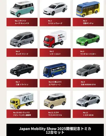 2025 재팬 모빌리티 쇼 미니카 12대 컴플리트 세트