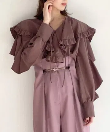 SNIDEL 프릴 긴팔 블라우스 ONE SIZE 모브