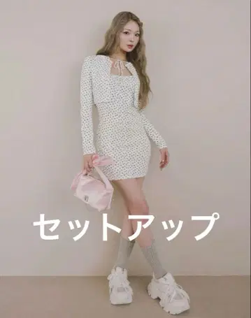 Darich 다리치 프론트 오픈 플로럴 미니 원피스 가디건