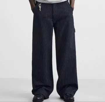 자라 스트라이프 패턴 릴랙스 핏 팬츠 44 (JP34)