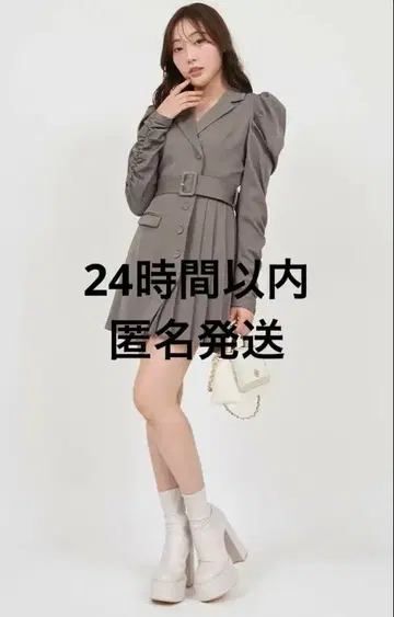 ROYAL PARTY 퍼프 슬리브 긴팔 자켓 플리츠 미니 원피스