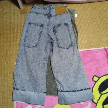 와이드 레그 데님 팬츠 연한 블루