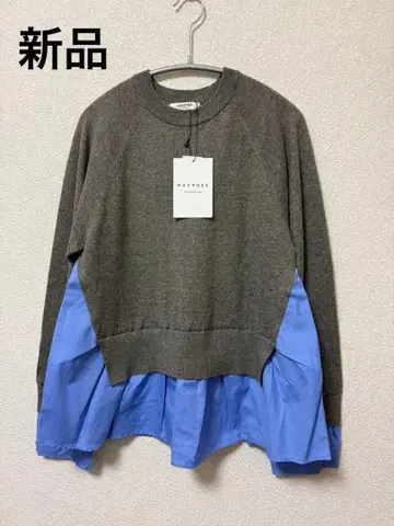 [ 새상품 ] MACPHEE 패브릭 콤비 크루넥 풀오버