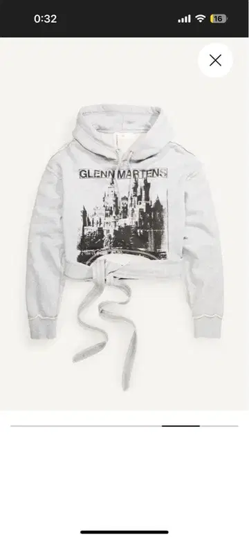 GLENN MARTENS 그레이 크롭 후드 트레이닝복