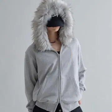 EPNK 퍼 후드티 그레이