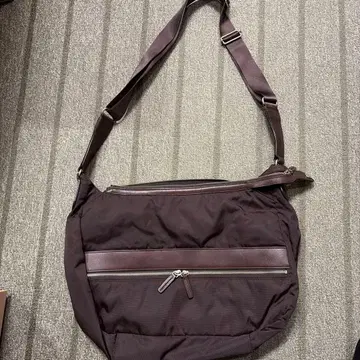 일본제 Ischia 브라운 나일론 가죽 숄더백 대용량