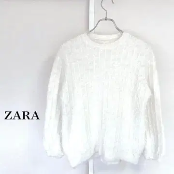 ZARA 화이트 리브 니트 긴팔