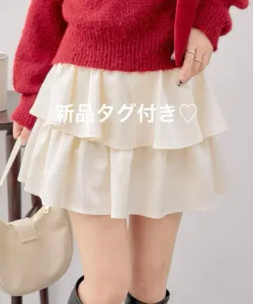 chico 새틴라이크 프릴 티어드 미니 스커트