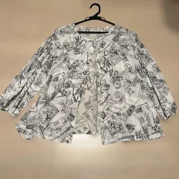 [타바사보야지] 올 패턴 7부 소매 셔츠 블라우스 쉬폰