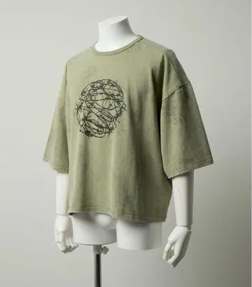 GRANCY 그래픽 디자인 리버서블 T셔츠 카키 s