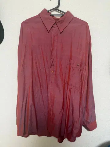 GOOUCH 실크 린넨 긴팔 셔츠 L 빨간색