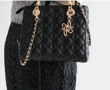 RANDA 2WAY 퀼팅 미디 백 블랙