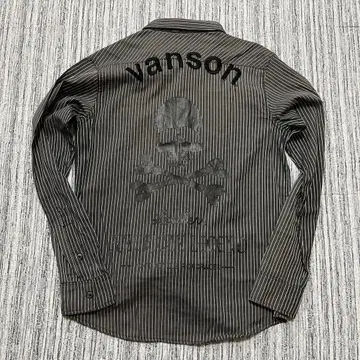 [VANSON] 긴팔 셔츠 스트라이프 스컬 자수 M