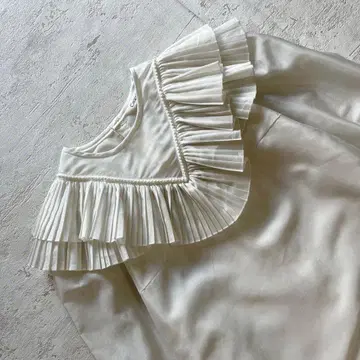 쇼와 레트로 프릴 블라우스 새틴풍 소재 펄 버튼 어른 걸리시 ab