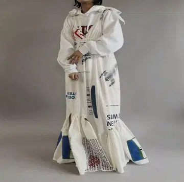 구제 의류점 모리 코튼 백 리메이크 롱 원피스