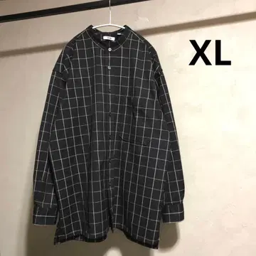 새상품급 유니클로 U 플란넬 오버 사이즈 스탠드 카라 체크 셔츠 XL