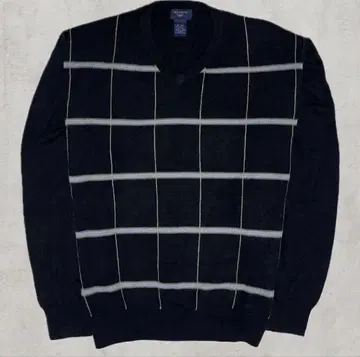00s Windowpane V-Neck Knit Sweater