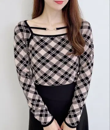 INGNI 펄 비트 체크 니트 다리치 미셸 마카롱 니트