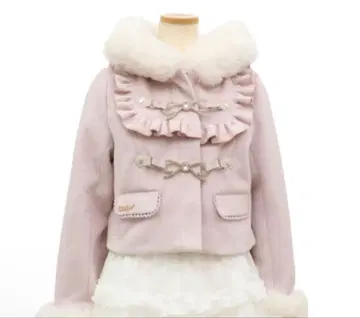 LIZLISA 비쥬 리본 숏 후드 코트 핑크