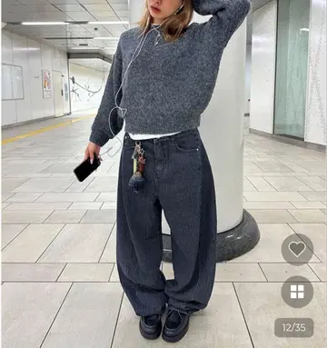 NUGU HOOP 울 알파카 라운드 니트