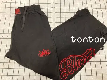 BadBlood 블랙 조거 팬츠 빨간색 자수