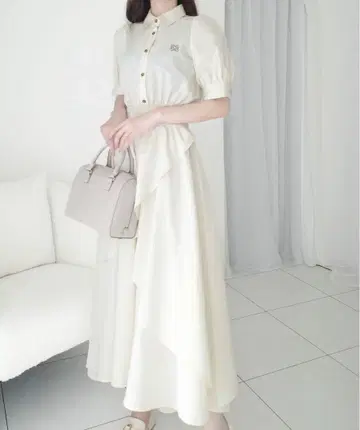 아이보리 버튼 셔츠 원피스 M