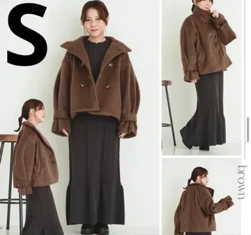 tal.by yumi 샤기 코트 브라운 S