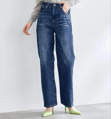 SOMETHING ELSA 빈티지 스트레이트 데님 팬츠 중청 블루 S